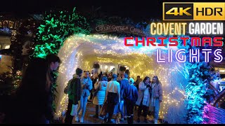 Walking Christmas lights Covent Garden, London | United Kingdom [4k Video] 4K 60fps