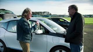 Jeremy Clarkson and James May drag race a bmw i3 and a golf gti