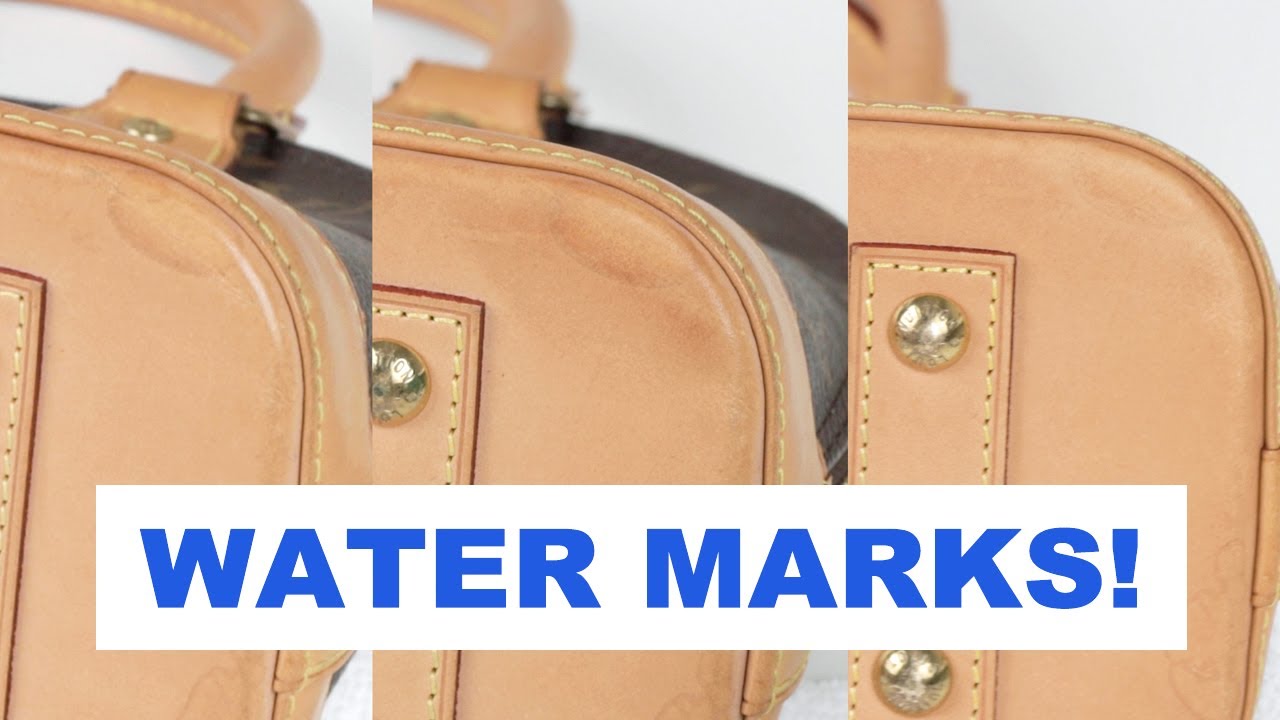 Removing WATER MARKS on Louis Vuitton Alma BB Natural Cowhide Leather 