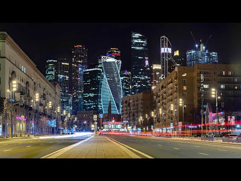 Видео: Впечатляющее видео ночной Москвы | An exciting video of Moscow at night from a bird's-eye view
