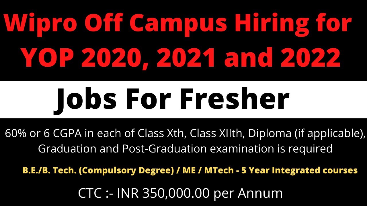 Wipro Off Campus Hiring for YOP 2020, 2021 and 2022 | Any Graduate Degree Apply For FREE