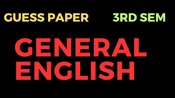 Guess paper of General English for BG 3rd semester| Kashmir University| Zubair Nengroo Lectures