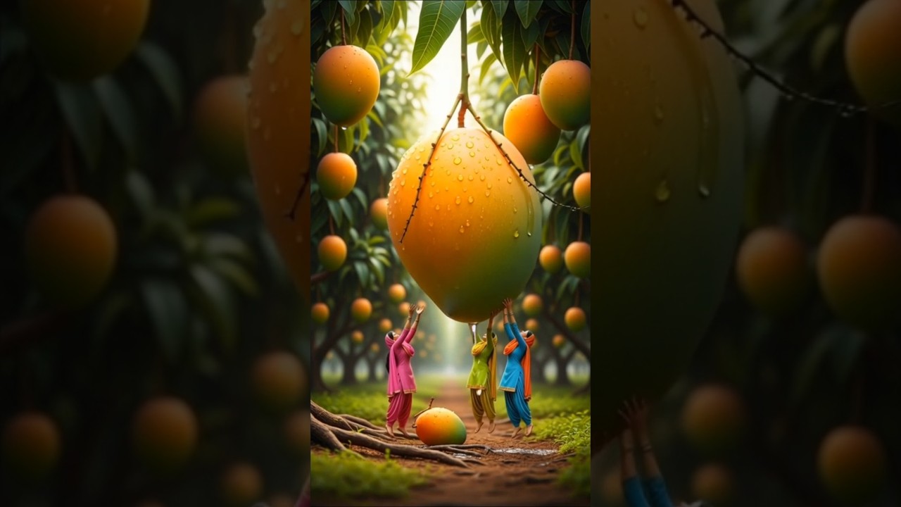 Miniature Mango Juice | Tiny Punjabi Women Make Giant Fruit Juice | Hyper-Realistic Art 