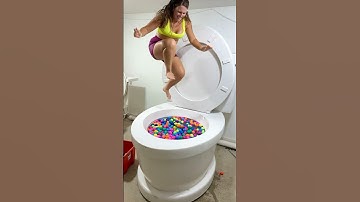 High JUMP into Giant Toilet Surprise Egg Pool with Splash #shorts