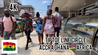 4K Accra Circle Tip Toe Lane Most Busy City In Africa Accra Ghana Walk Travel Vlog (UHD 4K)