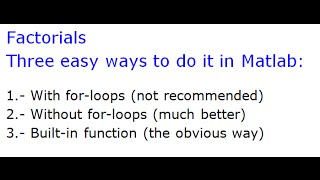 Code factorials in Matlab