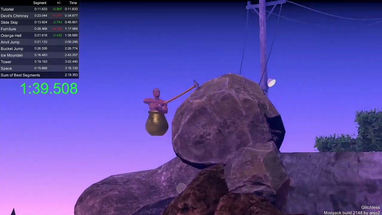 Getting Over It Speedrun World Record in 59.885s 
