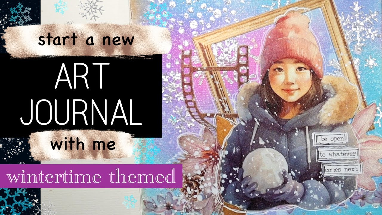 Start an Art Journal with me | wintertime spread, featuring Distress Oxides and Stamperia Dewdrops