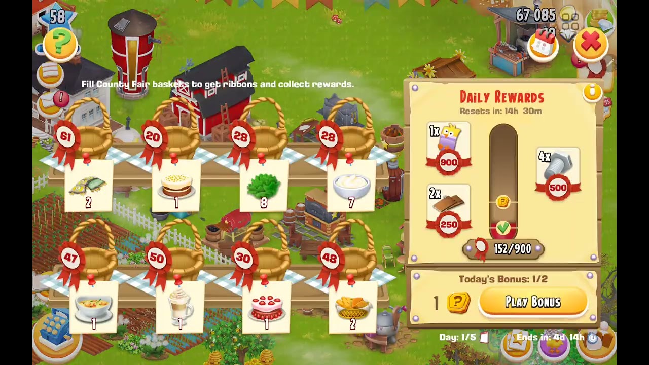 Hay Day, Country Fair Day 1, Level 58