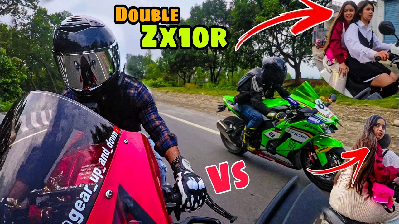 Double ZX10R Madness! Paonta Sahib & Cute Girl’s Cute Reactions 🏍️💖”