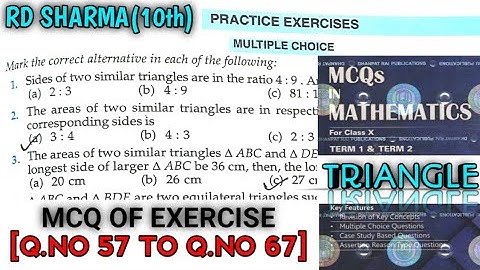 RD SHARMA CLASS 10 TRIANGLE MCQ OF EXERCISE  [Q.NO-57 TO 67] MATH FEAR | CHAPTER 7 | CBSE