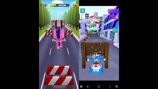 Talking Tom Gold Run vs Monsuke Cat Robot Doraemon Run 3D #1 Unicorn Angela vs Monsuke Doraemon screenshot 1