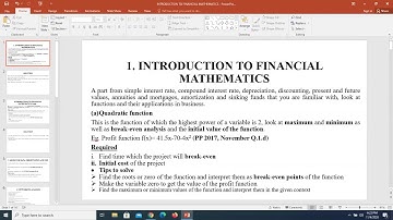 F1.1 Business Mathematics and Quantitative Methods