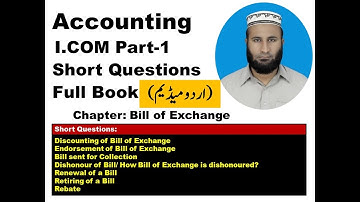 I.Com Part 1 Accounting Journal Short Questions in Urdu Bill of Exchange(Part 4)|Class 11 Accounting