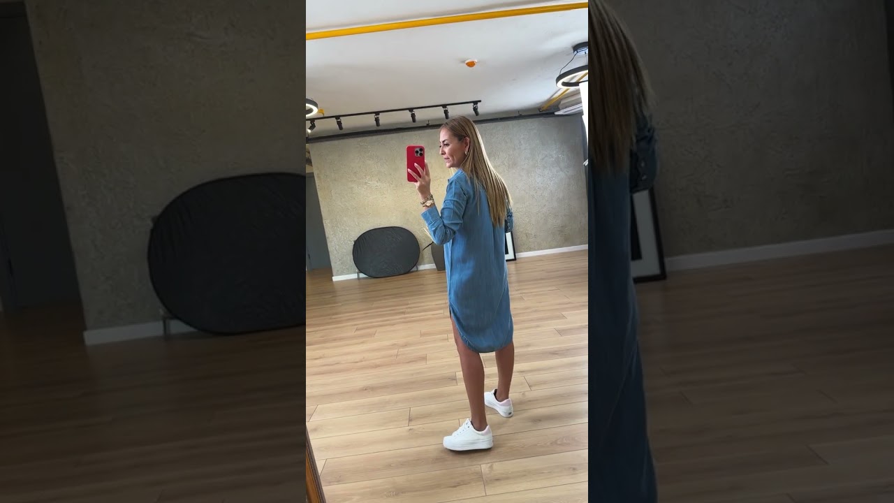 Orijinal Çıtçıtlı Jean Gömlek Elbise