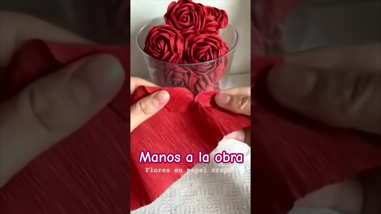 Como hacer rosas con papel crepe facil.