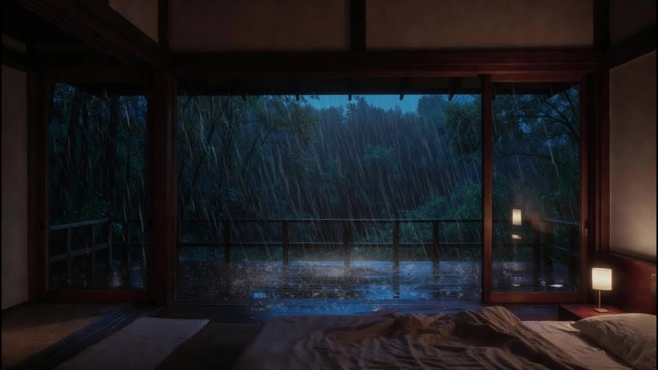 Rainy Night in a Luxury Forest Cabin 🌧️ Deep Sleep Ambience | 4K 60FPS ASMR 🕯️