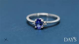 Tanzanite Ring In 14Kt White Gold With Diamonds .03Ct Tw