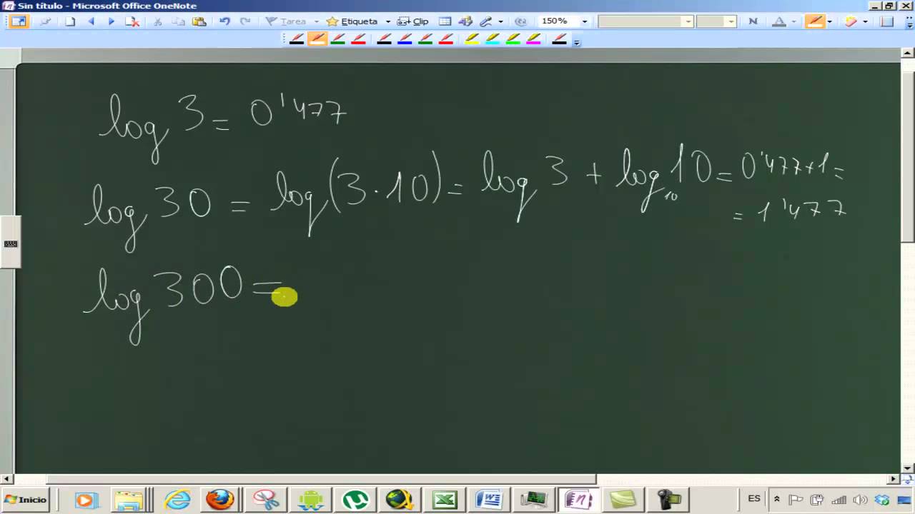 Sabiendo el valor de log3 calcular el logaritmo de 30 Matemáticas 1º ...