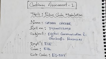 PULSE CODE MODULATION | CA 1 | DIGITAL COMMUNICATION AND STOCHASTIC PRO #5th_sem #cgec
