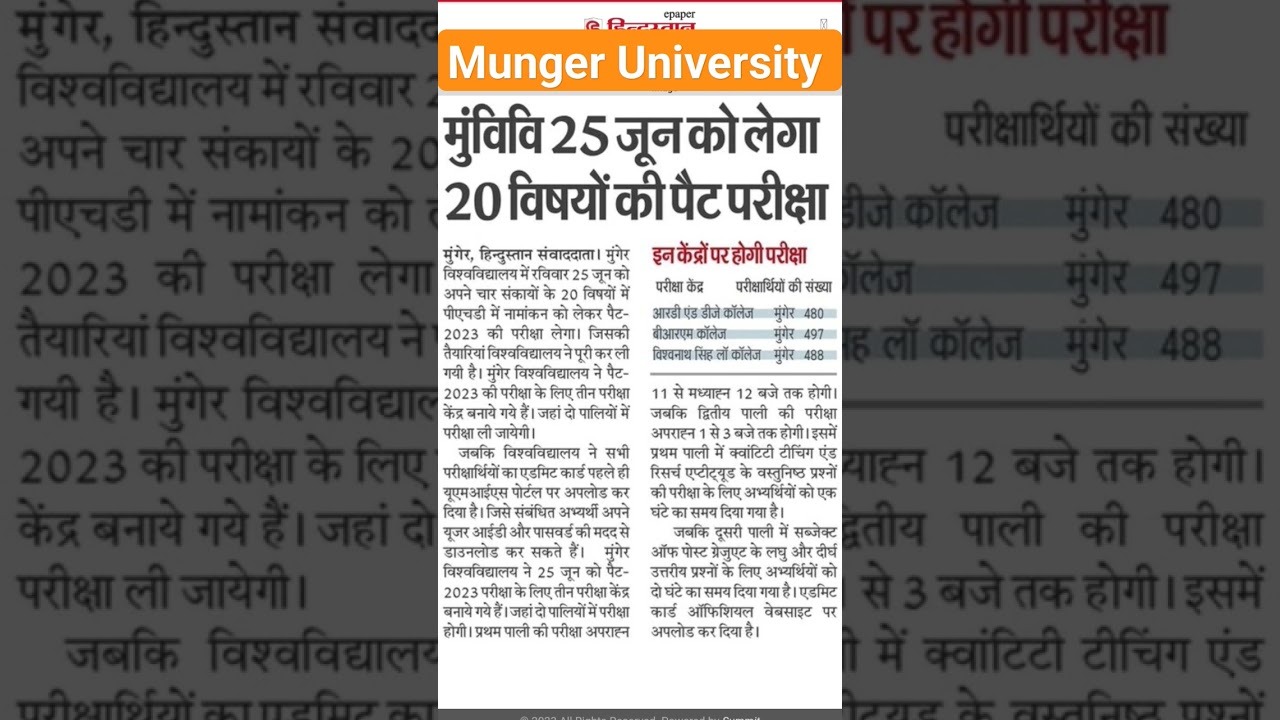 Munger University latest update, Munger University pat exam 