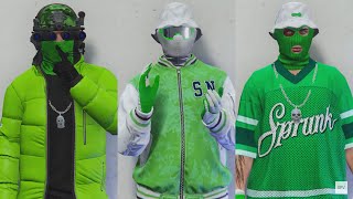 GTA V - 5 Easy Tryhard Outfits Tutorial #80 (Green Outfits 2022)