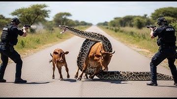 Heroic Rescue Team Saves Innocent Mother Cow from Giant Python’s Attack 🐍
