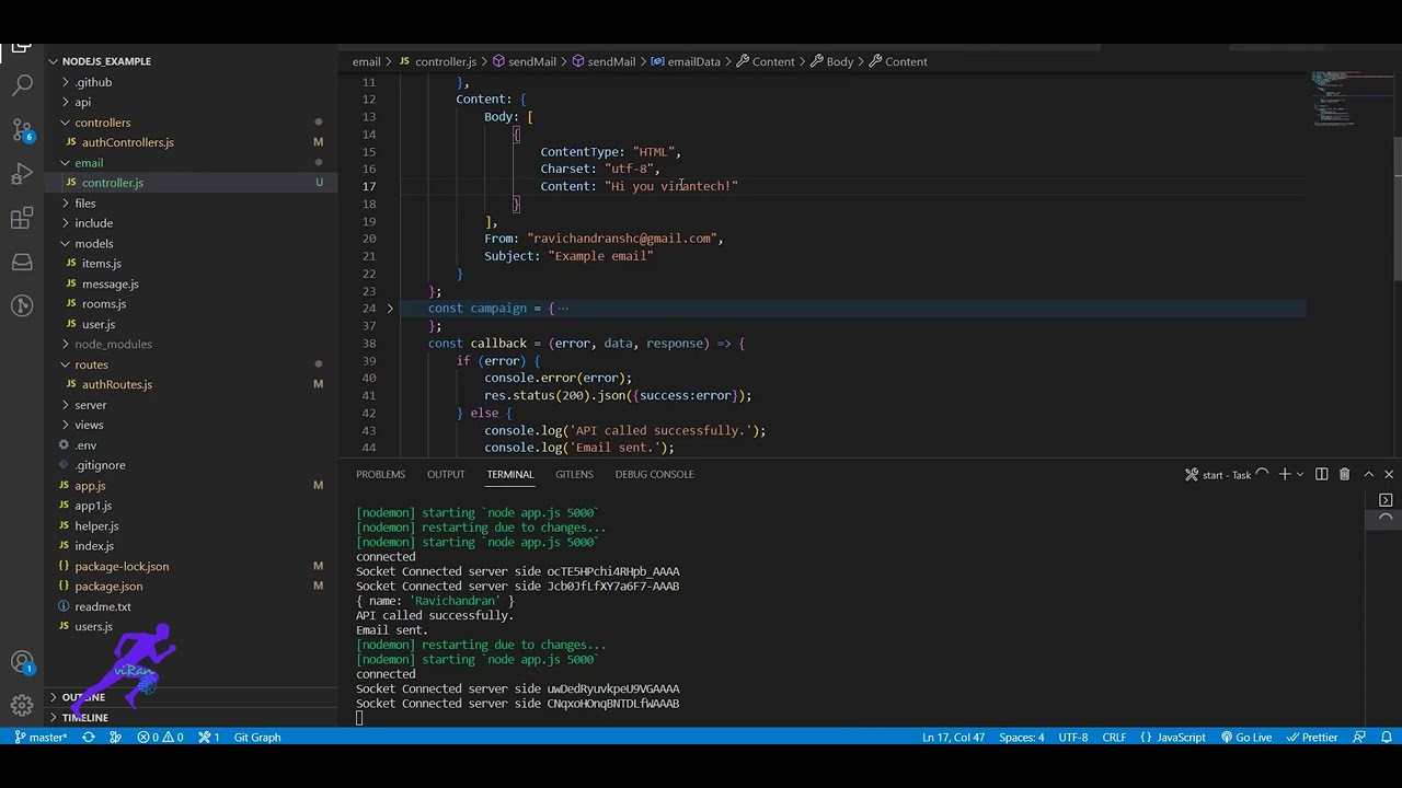 nodejs server elastic email send to Recipients - YouTube