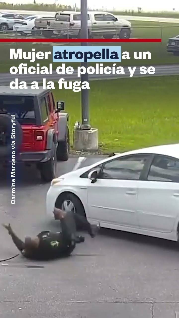 Mujer atropella a un oficial de policía y se da a la fuga | Noticias Telemundo