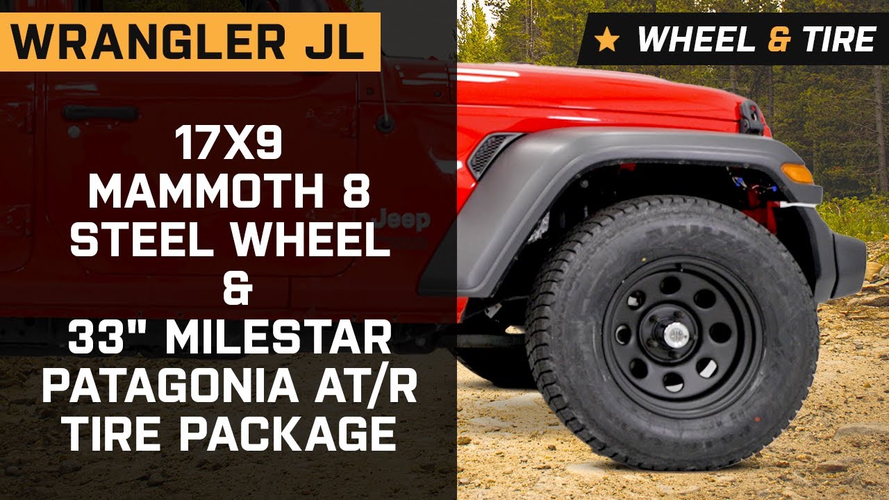 Jeep Wrangler 17x9 Mammoth 8 Steel Wheel & 33in Milestar All