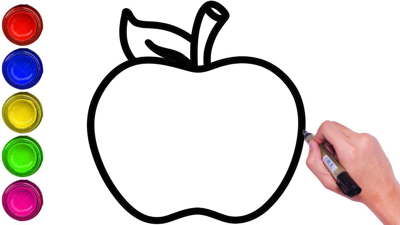 Doodle outline apple icon kids hand drawing art Vector Image