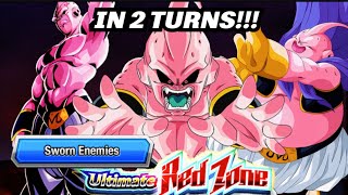 HOW TO BEAT ULTIMATE RED ZONE STAGE 4 VS KID BUU SWORN ENEMIES MISSION IN 2 TURNS! (DOKKAN BATTLE)