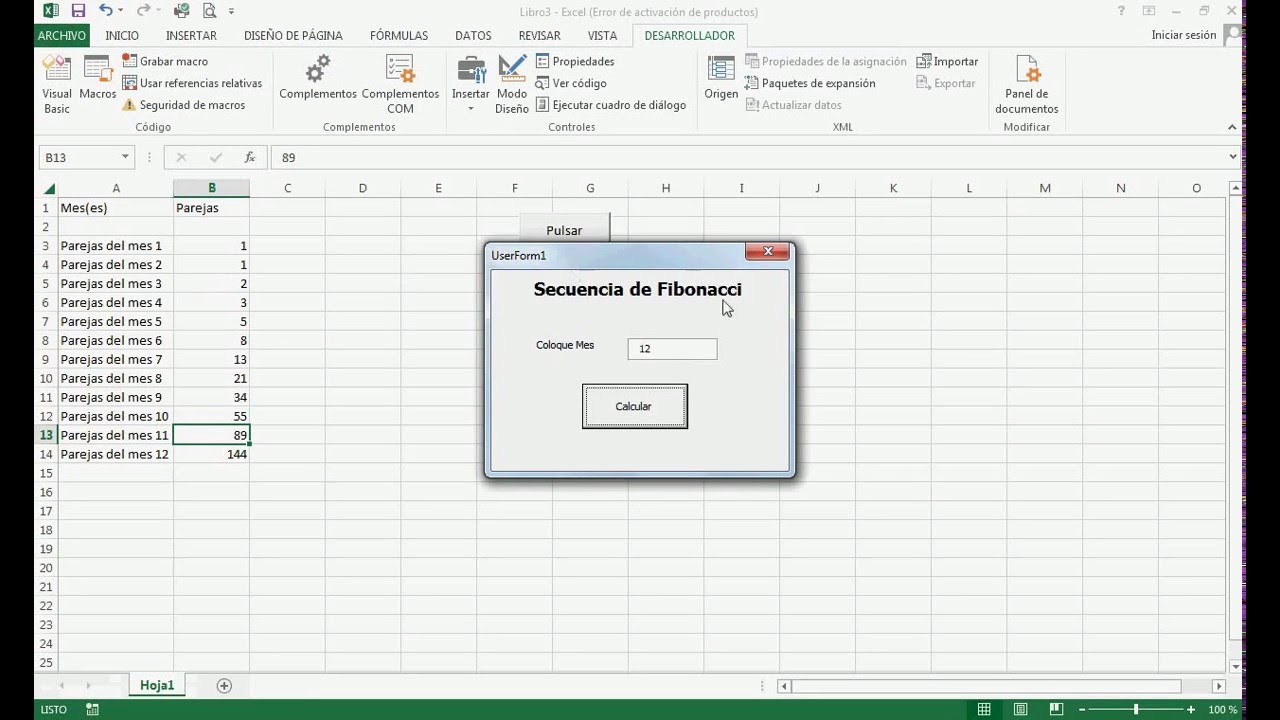 Secuencia de Fibonacci en Excel YouTube