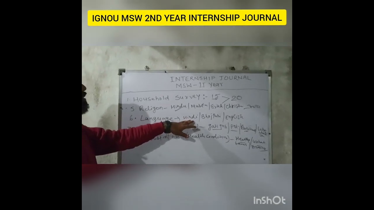 How to write IGNOU 2nd year MSW 16 - internship Journal detail video. watch till end.