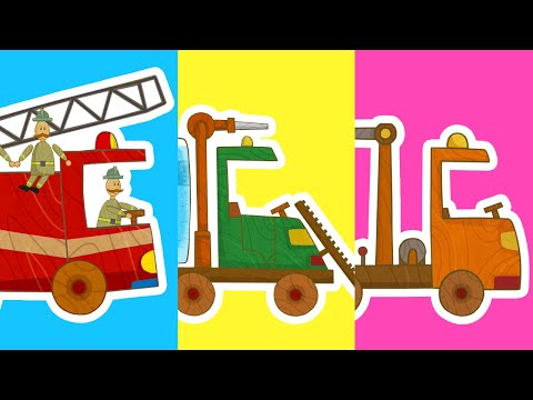 Toy cars - Car Toons. A tow truck, a fire truck, a bus for kids & a water tank. Car cartoons.