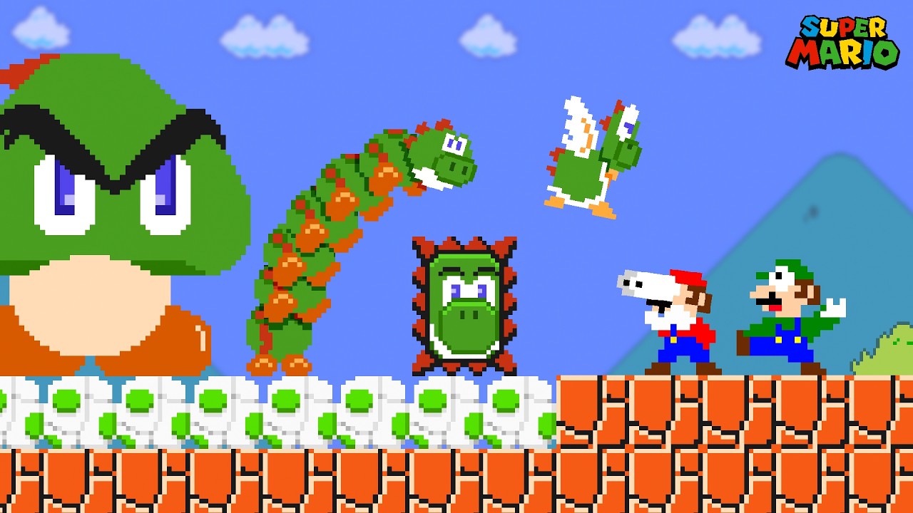 When everything Mario touches turns io Yoshi Eggs in Super Mario Bros