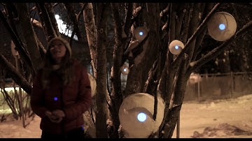Sound visualization of ambient sounds of two different environments projected on snowballs