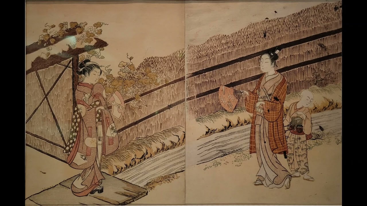 鈴木春信 Suzuki Harunobu(1725？~70)《見立源氏夕顔》2枚続中判 錦絵