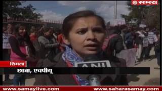 Students protest against ABVP in Gurmehr Kaur case in Shimla