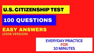2022 USCIS Official 100 Civics Test Questions & Answers | US Citizenship (One Easy Answer) Random