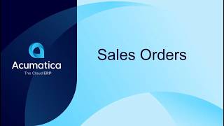 Acumatica Sales Orders