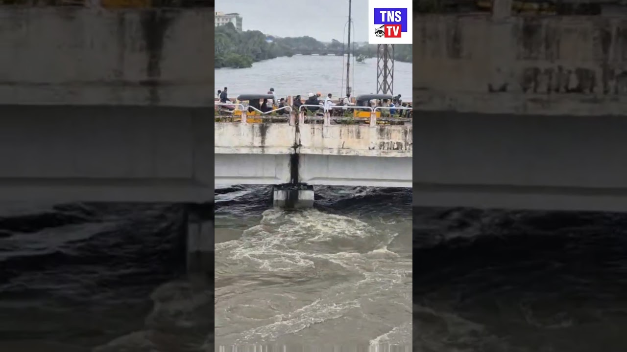 Hyderabad submerged situation of water flow at Nayapul Near Telangana High Court.
