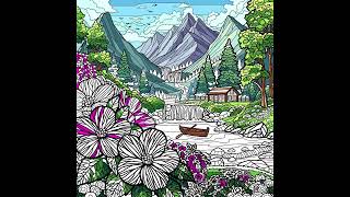 ColorTheWorld | Color by Number nr. 67 - Mountains, Flowers & Water #relaxingart #colorbynumber #fyp