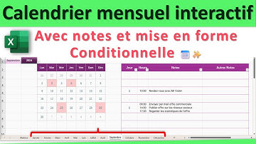 Excel Pros : Calendrier mensuel Interactif + Notes pour Planifier Rendez-vous, Réunions, Projets...👍