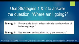 Strategies of Assessment for Learning: Strategies 1 & 2