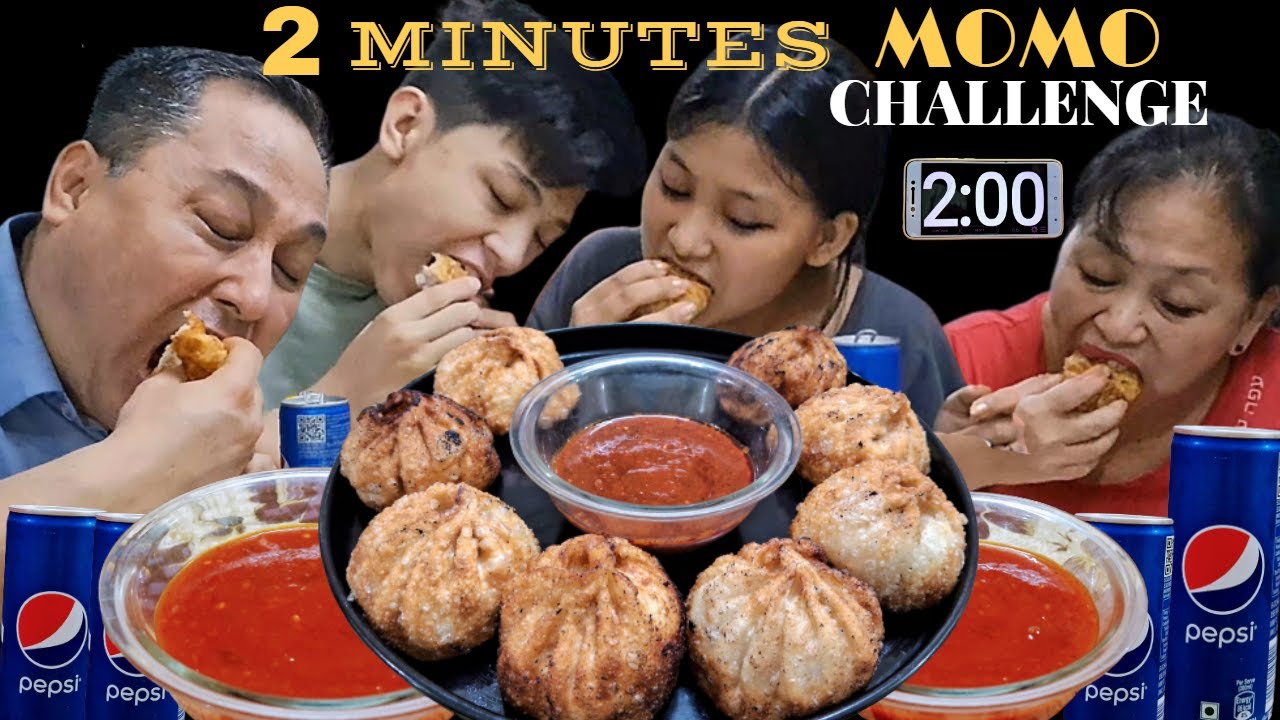 FINISH 2 FRIED MOMO AND PEPSI IN 2 MINUTES CHALLENGE || MOMO CHALLENGE
