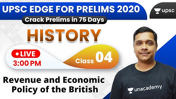 UPSC EDGE for Prelims 2020 | History by Pareek Sir | Revenue and Economic Policy of the British