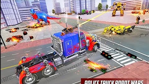 Police Truck Robot Game || Dino Robot Car Simulator Game 3D || Ye Game Bhut Acha Hai Khel Kr Dekhe