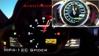 McLaren 12C Spider VS Lamborghini Aventador : 0 à 280 km\/h (Motorsport)