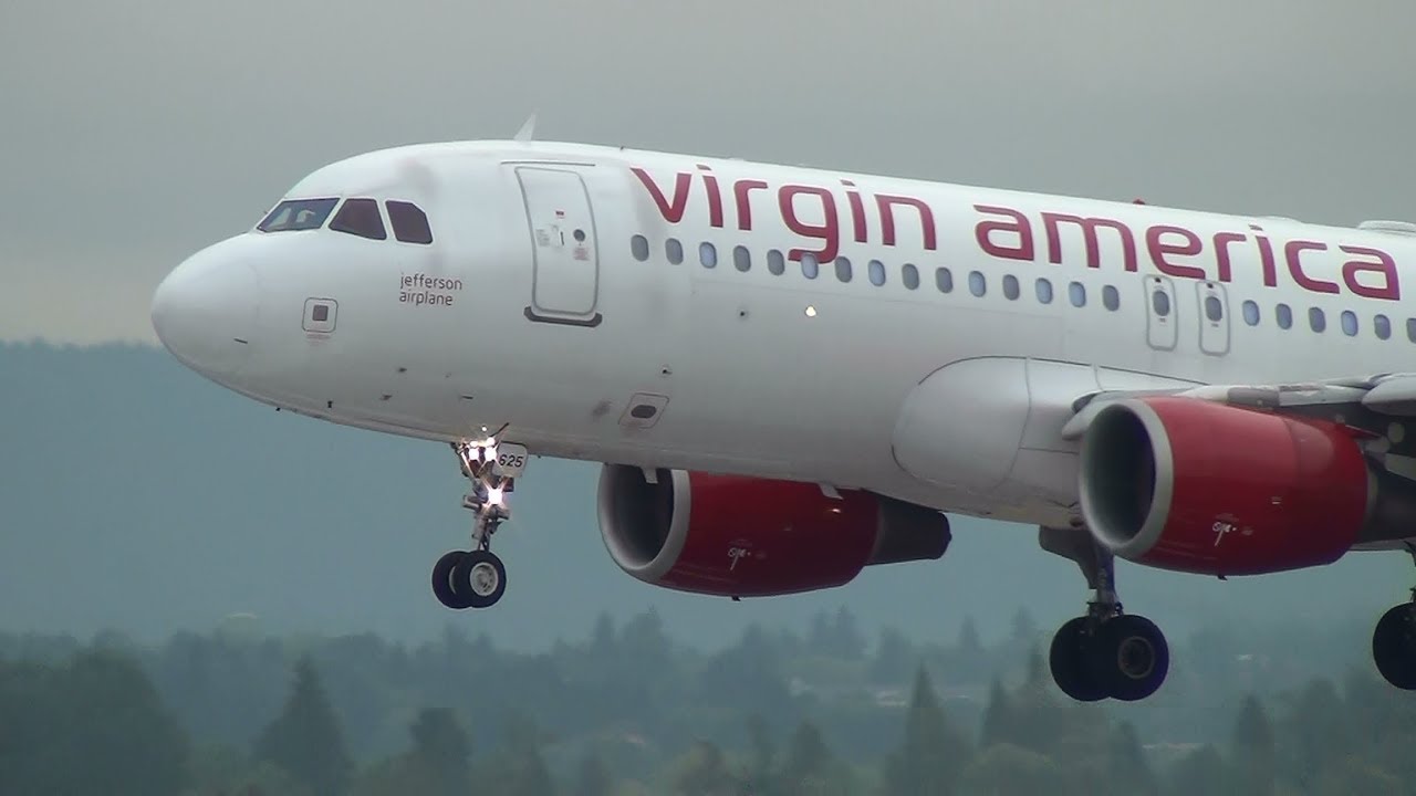 boeing 777-200 Virgin America A320 [N625VA] Landing Portland Airport (PDX)